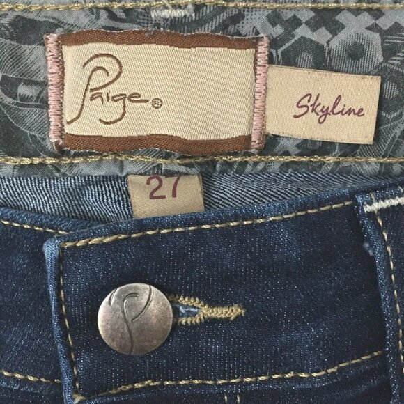 Paige Skyline Women's size 27 Skinny Blue Denim Jeans Medium Wash 30 x 30 - Picture 5 of 8